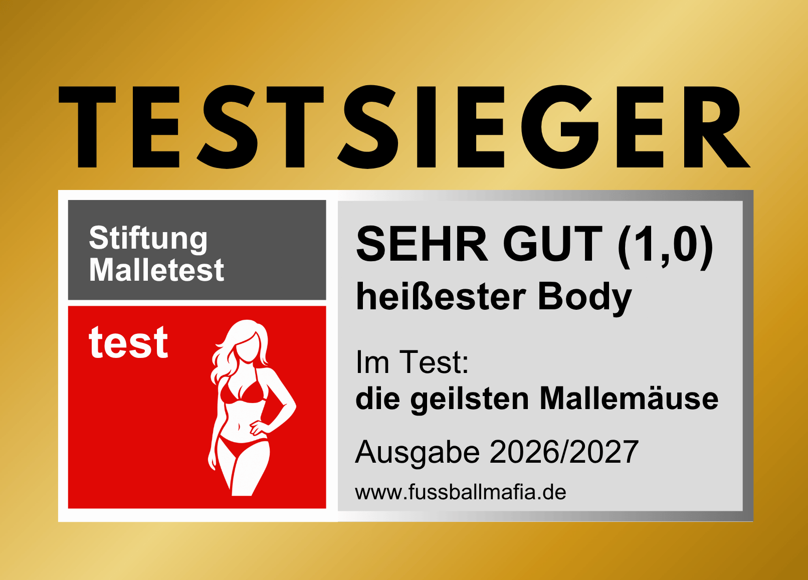 Malle-Sticker: Testsieger "Heißester Body"