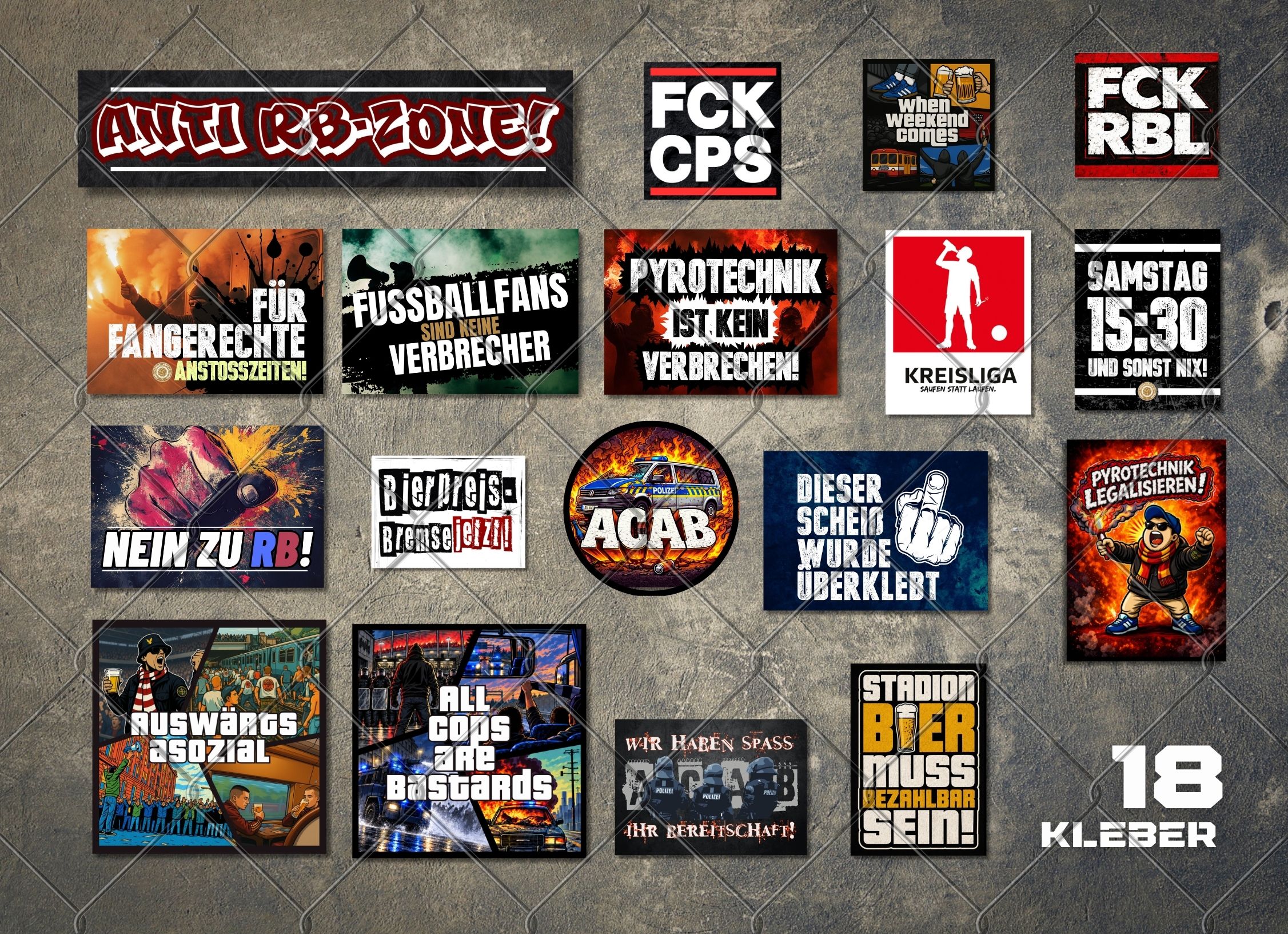 Aufkleber Probepaket: 18 Motive!