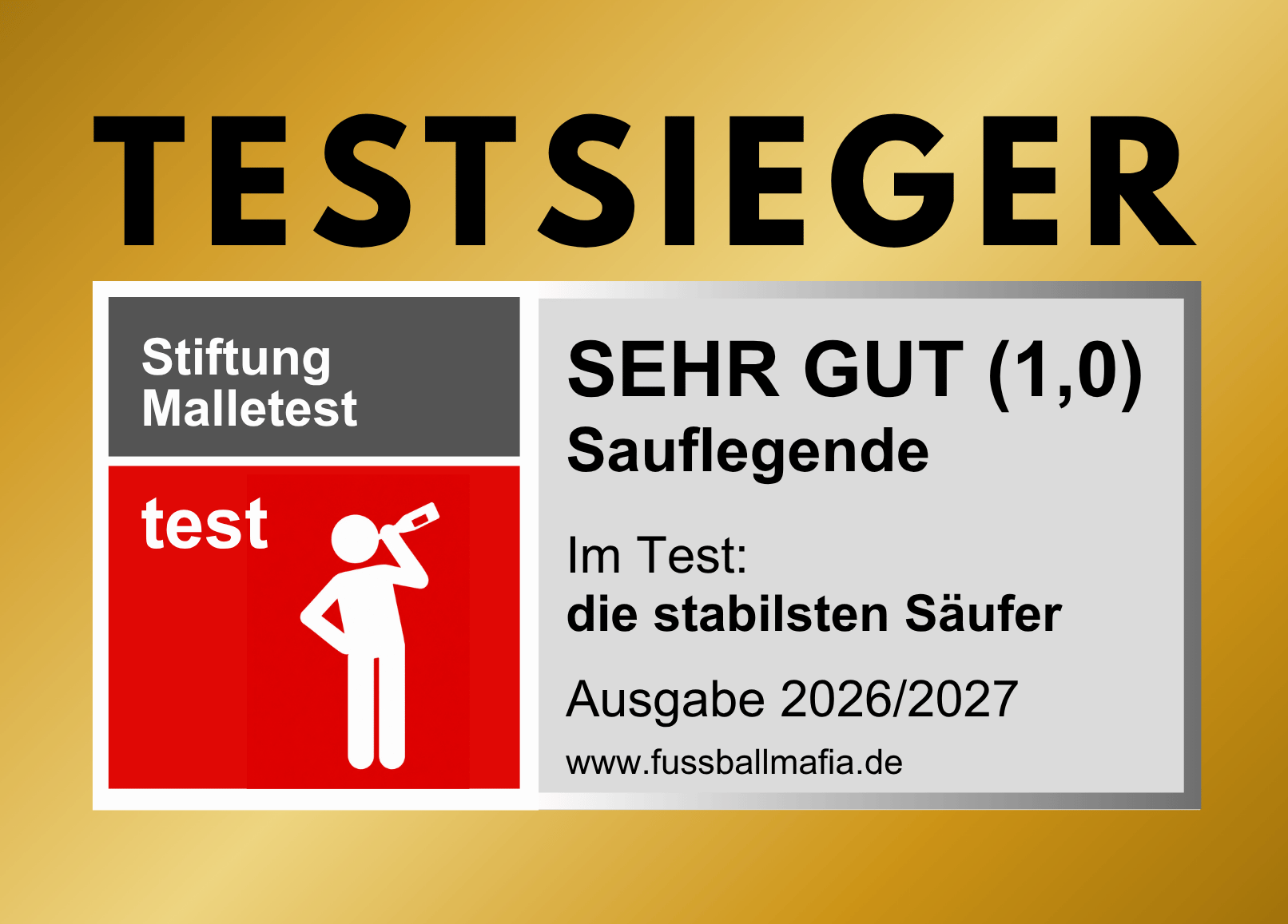 Malle-Sticker: Testsieger "Sauflegende"
